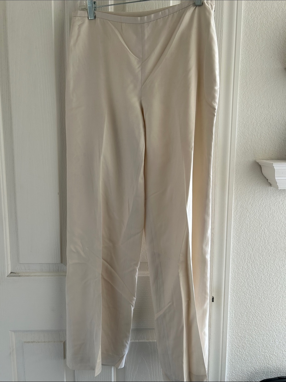 Ann Taylor Cream Wide-Leg Trousers